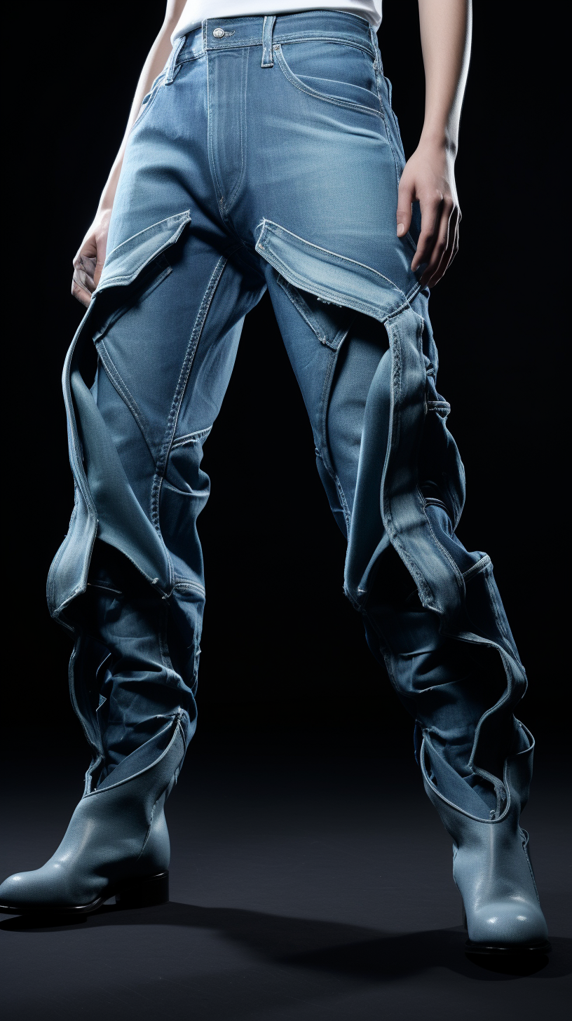 Futuristic denim jeans in style