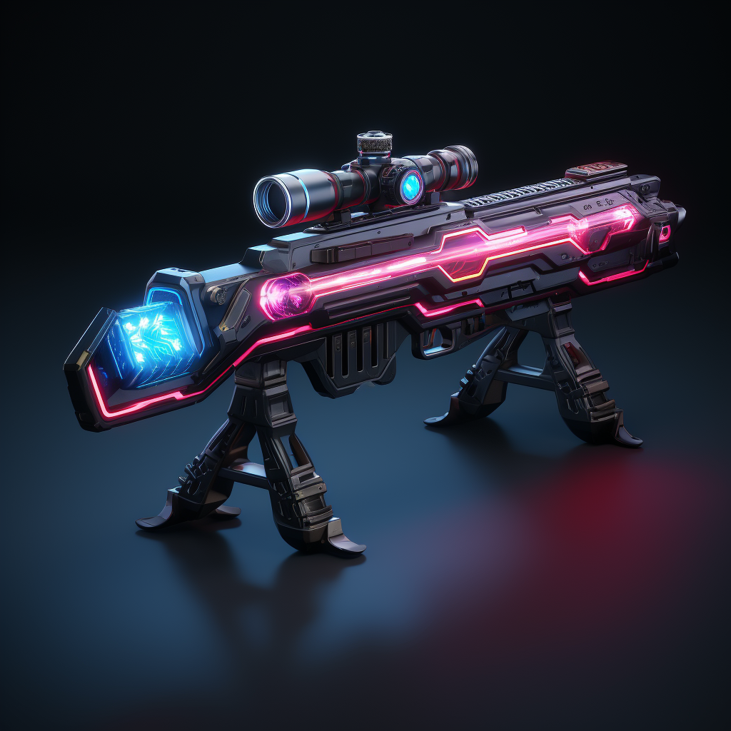 Futuristic sniper rifle with holographic red electricity ⚡