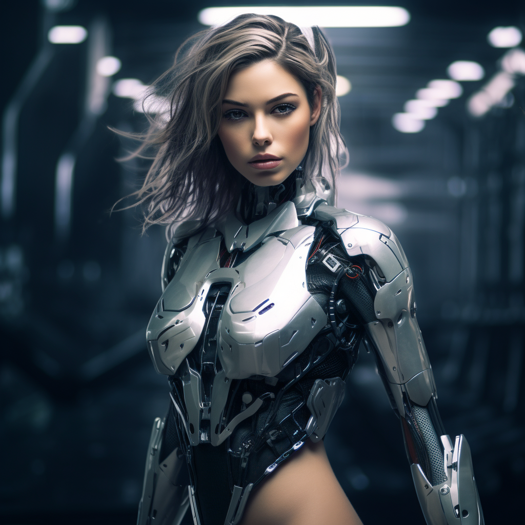 Beautiful and dangerous cyborg warrior