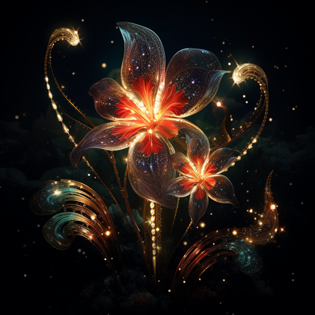 Futuristic flower and snake hybrid artwork