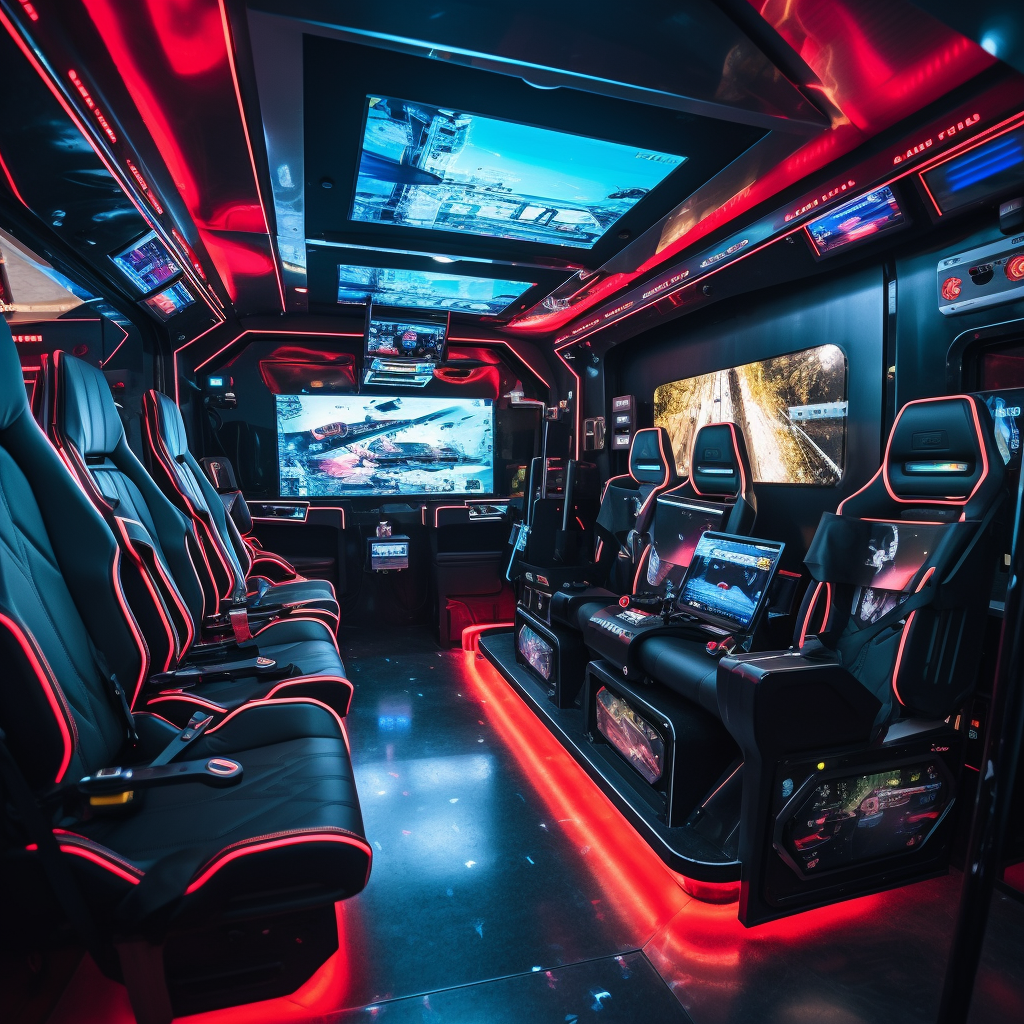 Fully Equipped Futuristic Gaming Bus