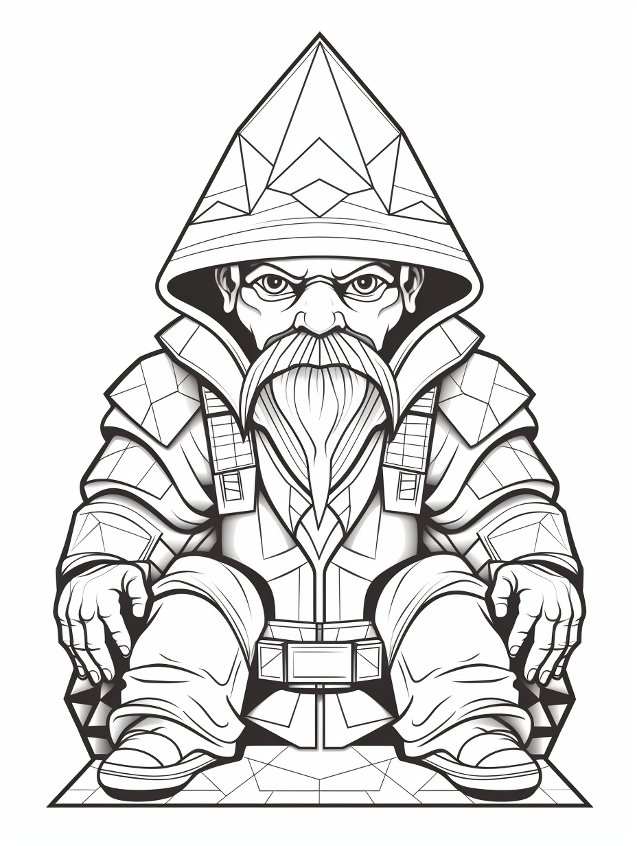 Simple black outline of futuristic gnome