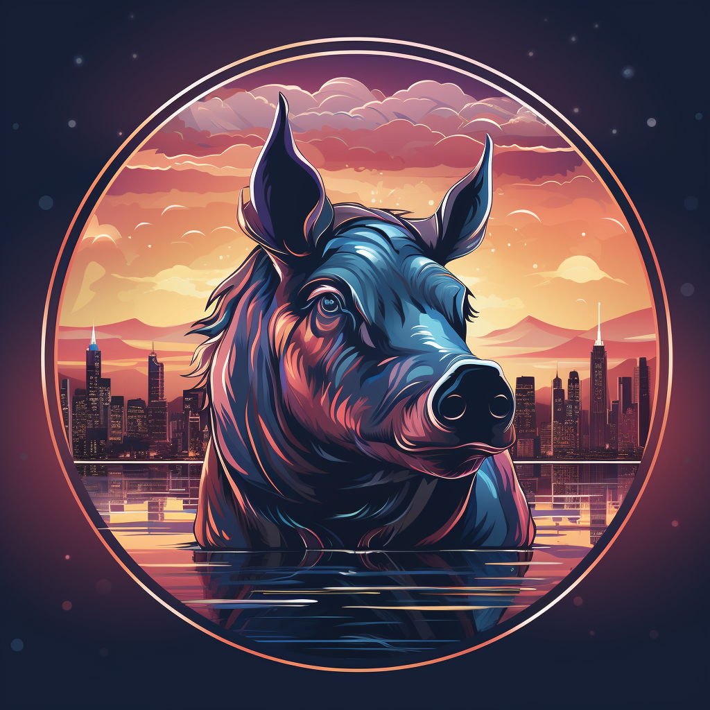 Futuristic horse and boar logo