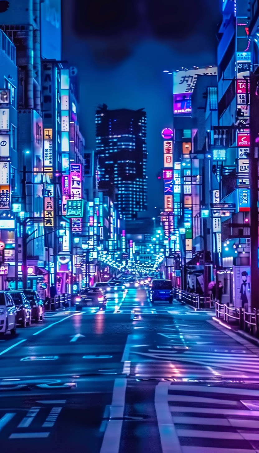 Japan night scene futuristic style