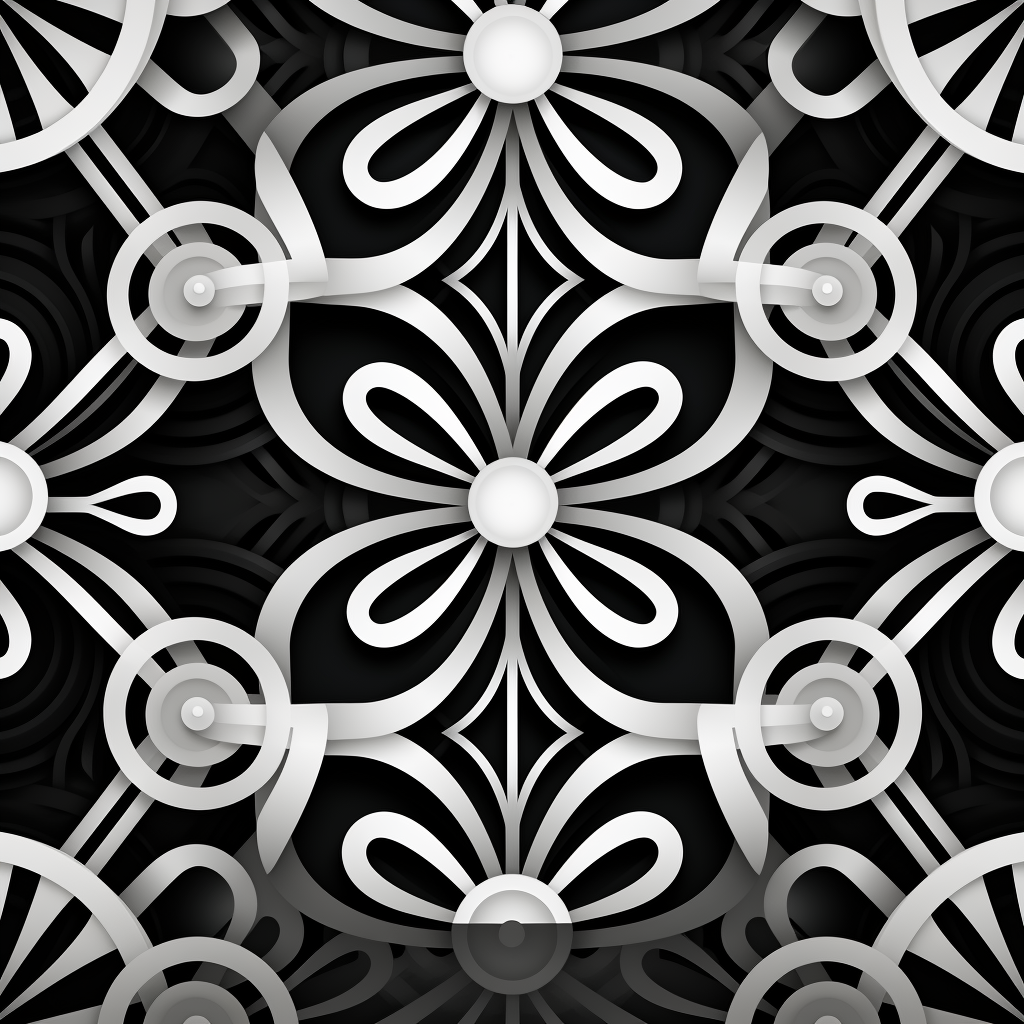 Futuristic Japanese ornament pattern in monochrome