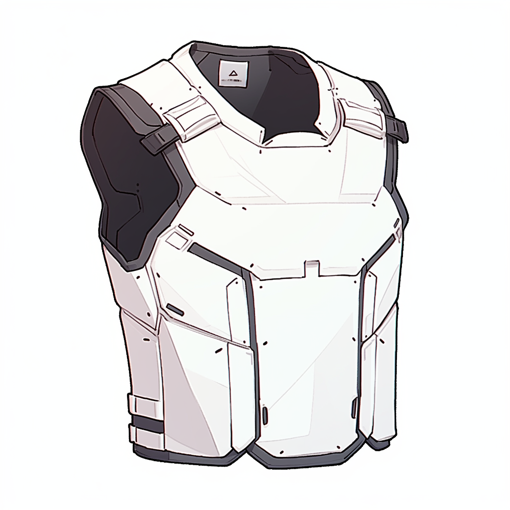 Cartoon-style futuristic kevlar vest with armored sleeve