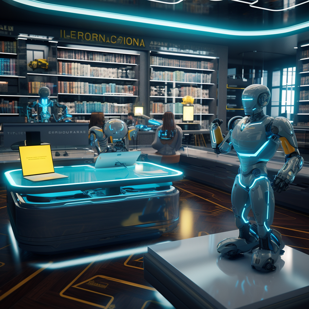 Futuristic Law Library Scene