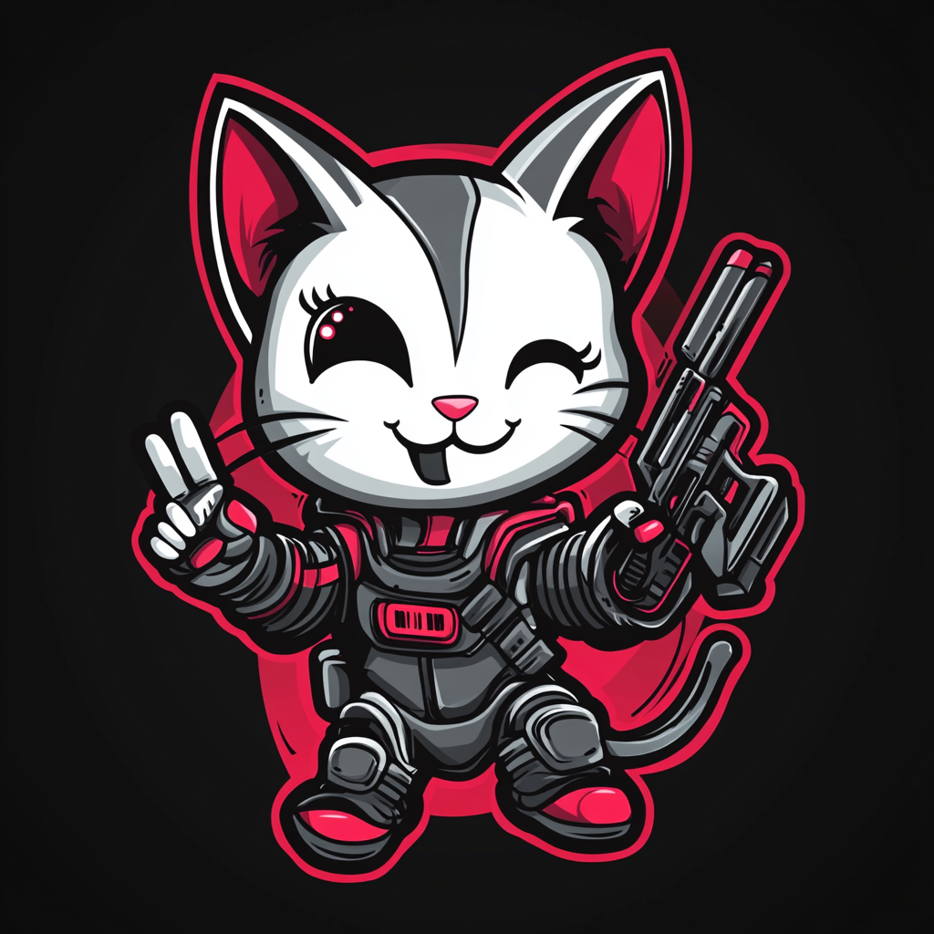 Cute Cyborg Kitten Logo Patch