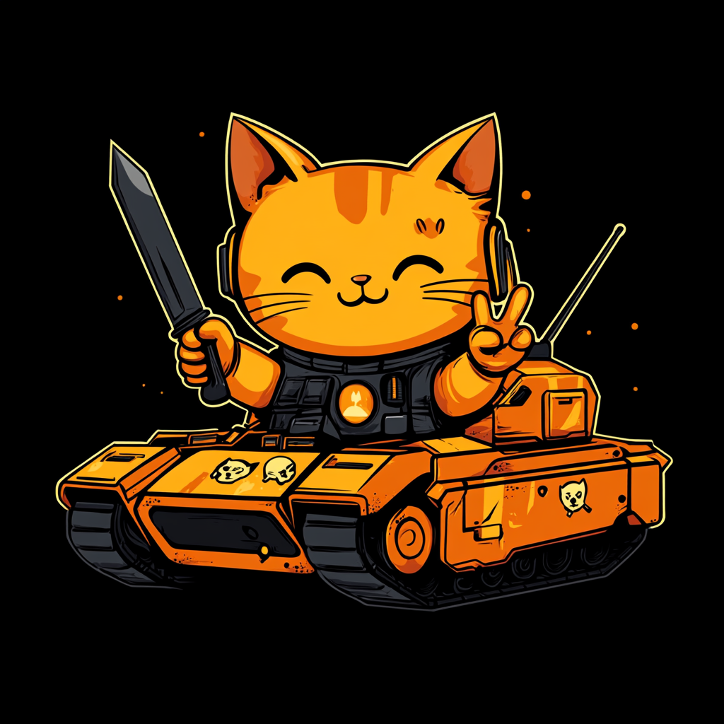 cute orange cyborg kitten logo