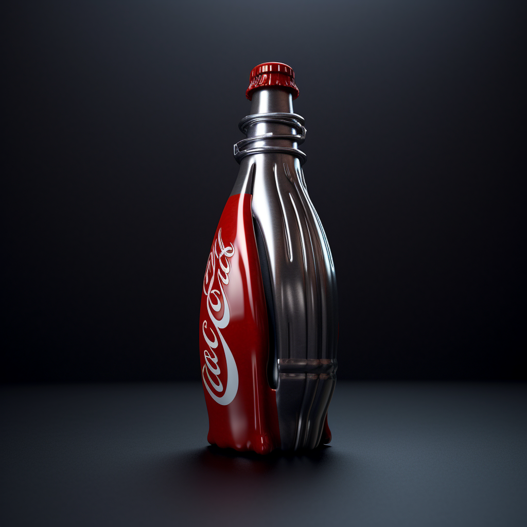 Futuristic Metal Coca Cola Bottle in Minimal Backdrop