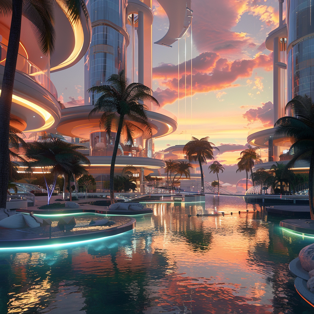 Futuristic Miami Beach Scene