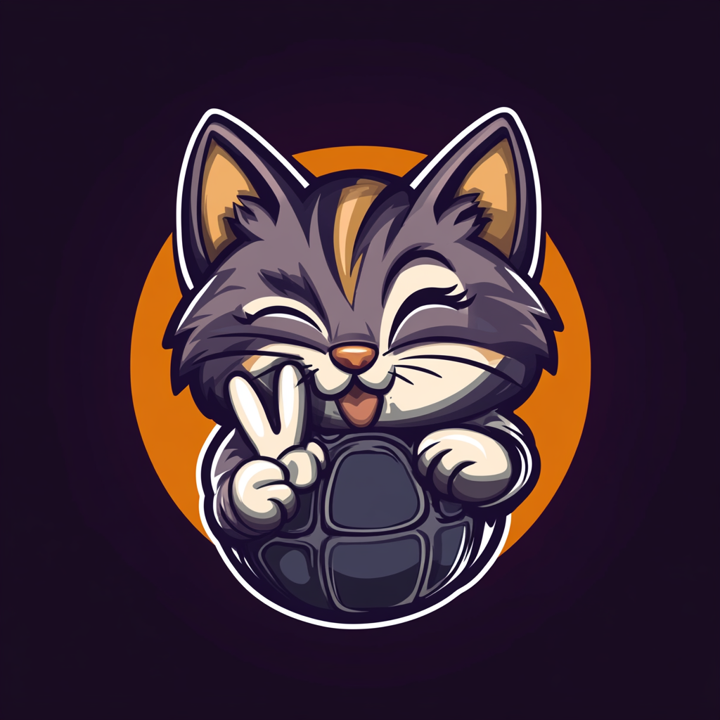 Cute kitten mercenary logo design