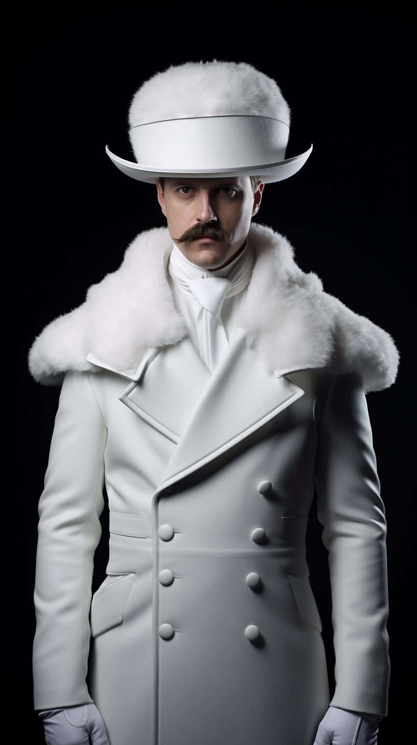 Futuristic rich man costume with mustache