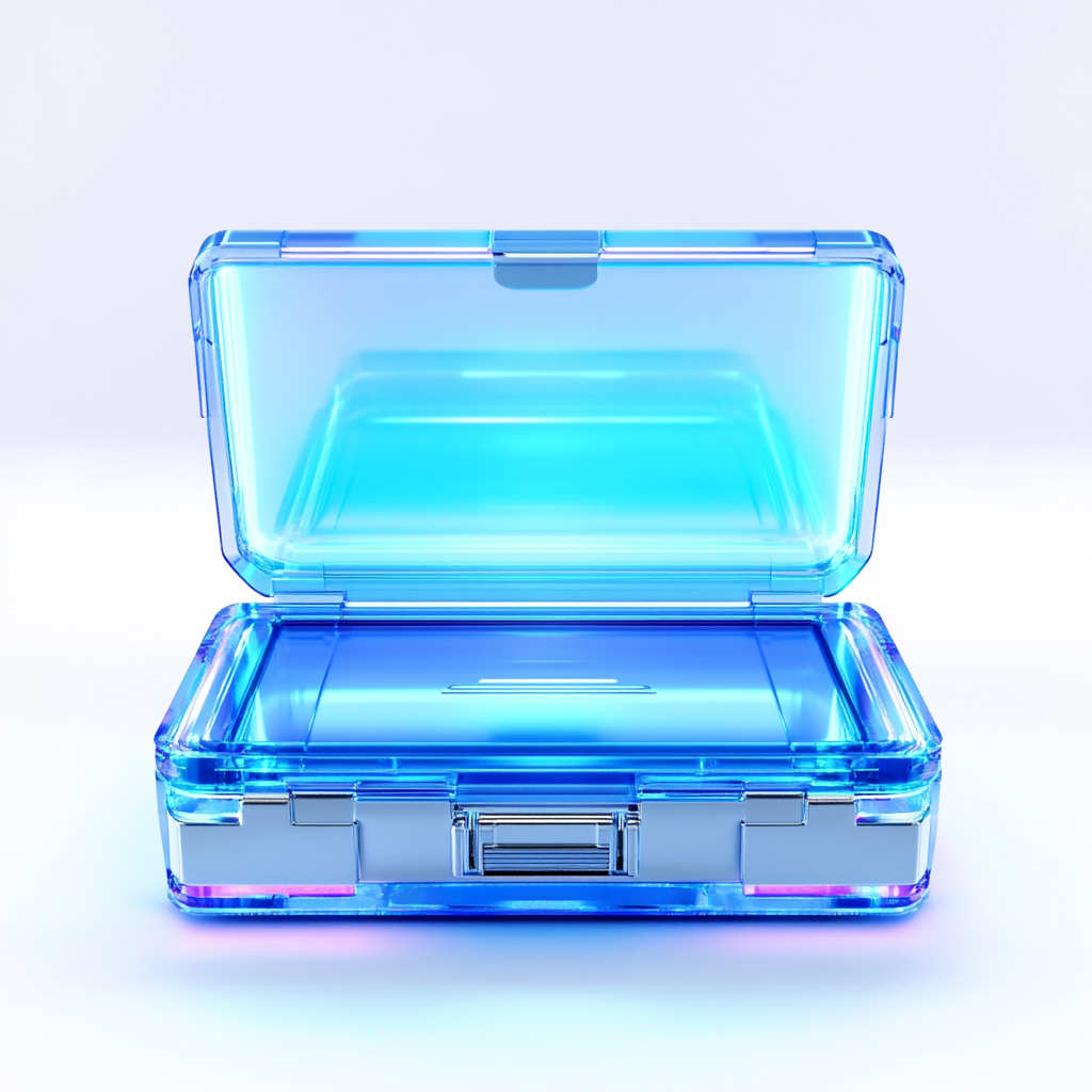 Futuristic music case cover in blue gradient