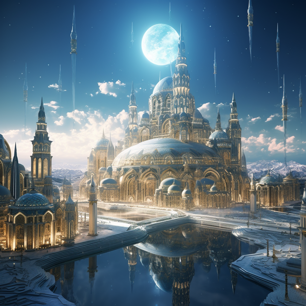 futuristic Muslim empire city architecture