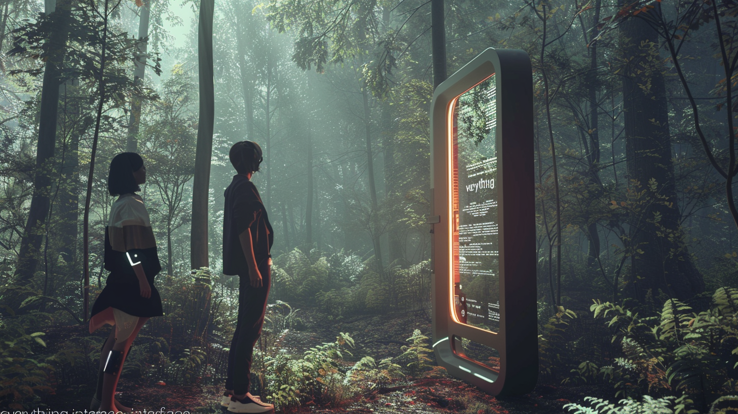 Futuristic Nature Mirror Scene Interaction