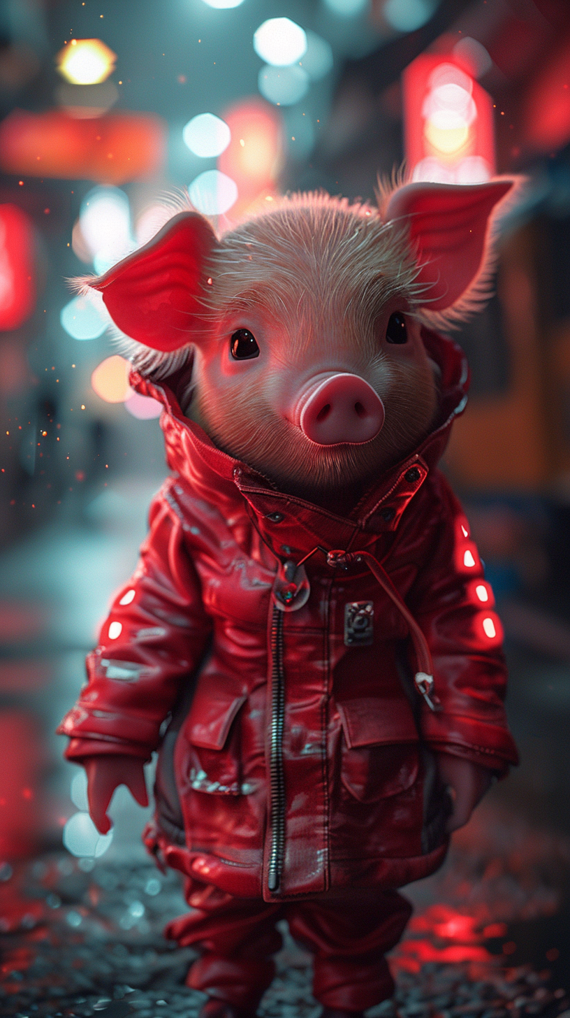 baby piglet neon fashion show