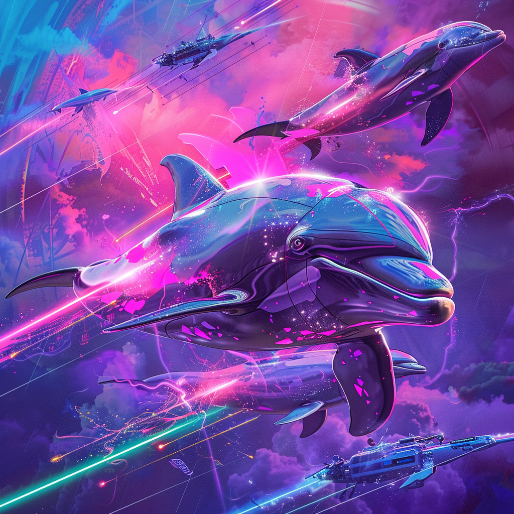 neon pod dolphins artwork