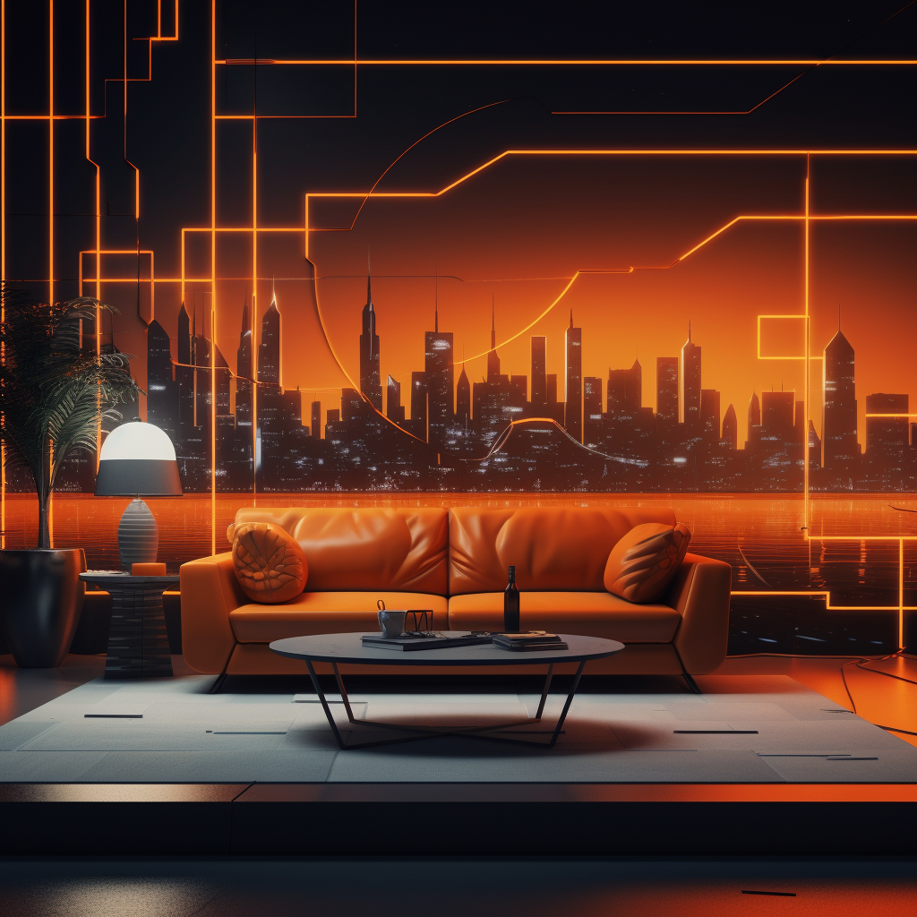 Futuristic orange Miami lights modern marketing agency