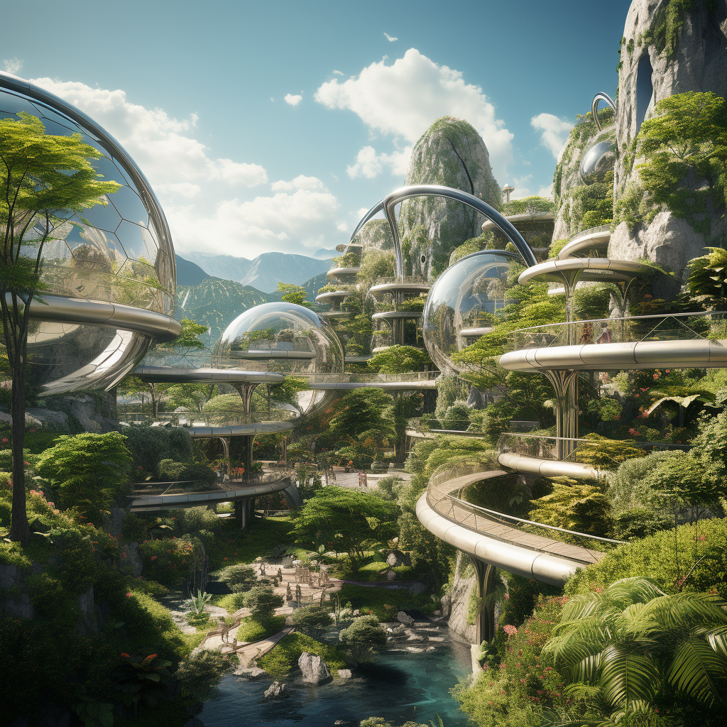 Futuristic paradise country landscape