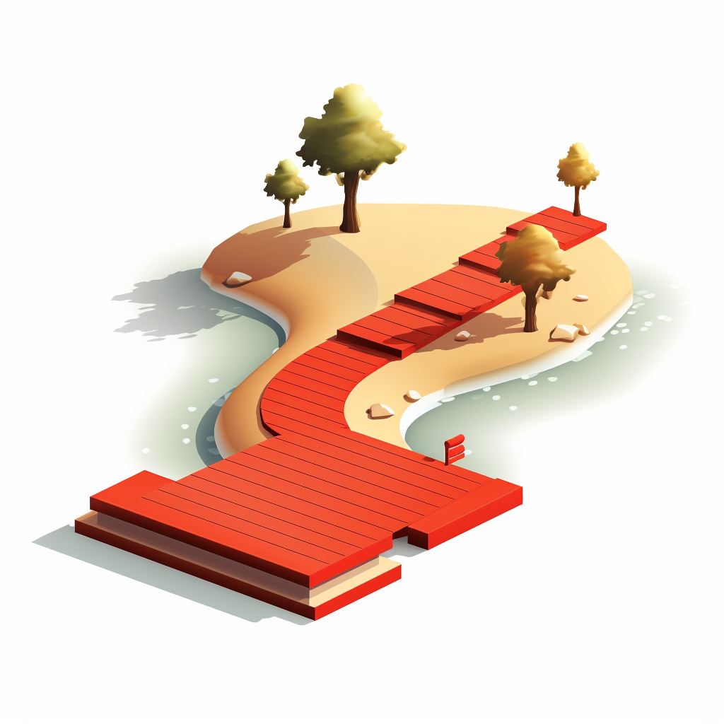 Isometric footprints at futuristic park edge