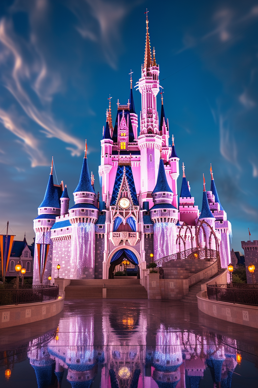 Pink Cinderella Castle Night