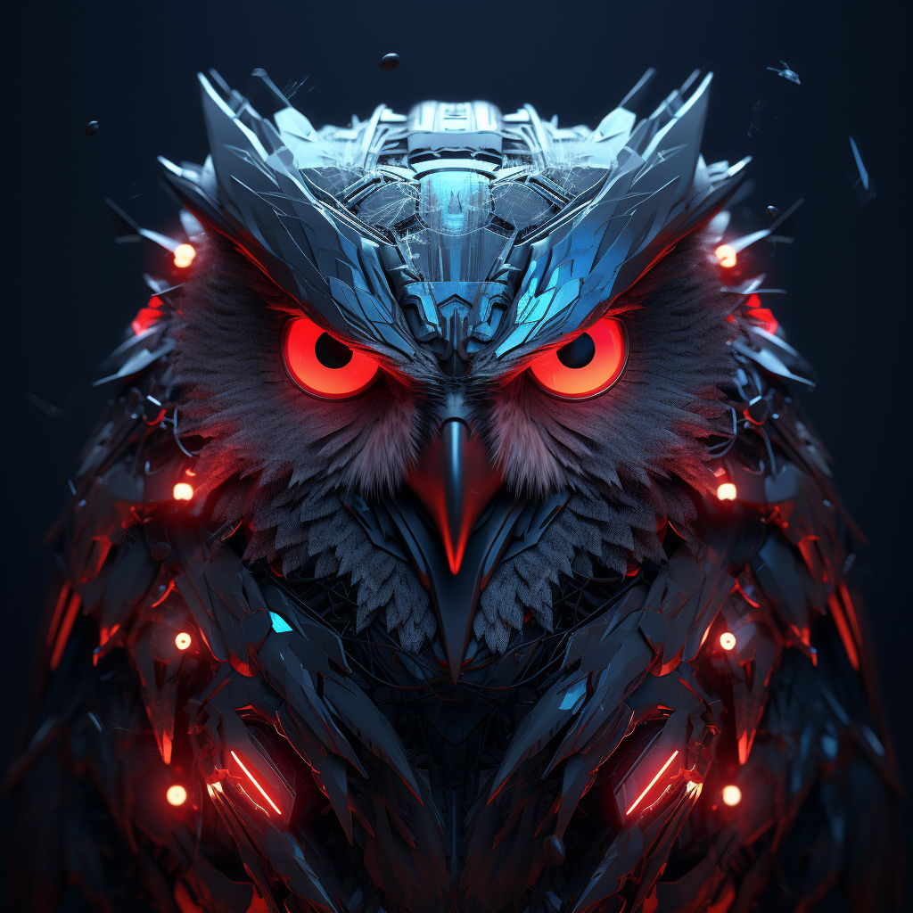 Futuristic glowing polygon owl