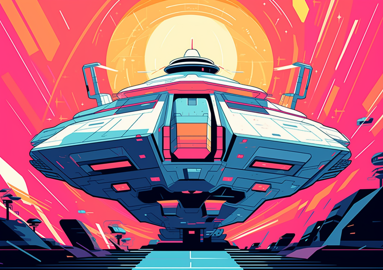 Bold psychedelic spaceship art design