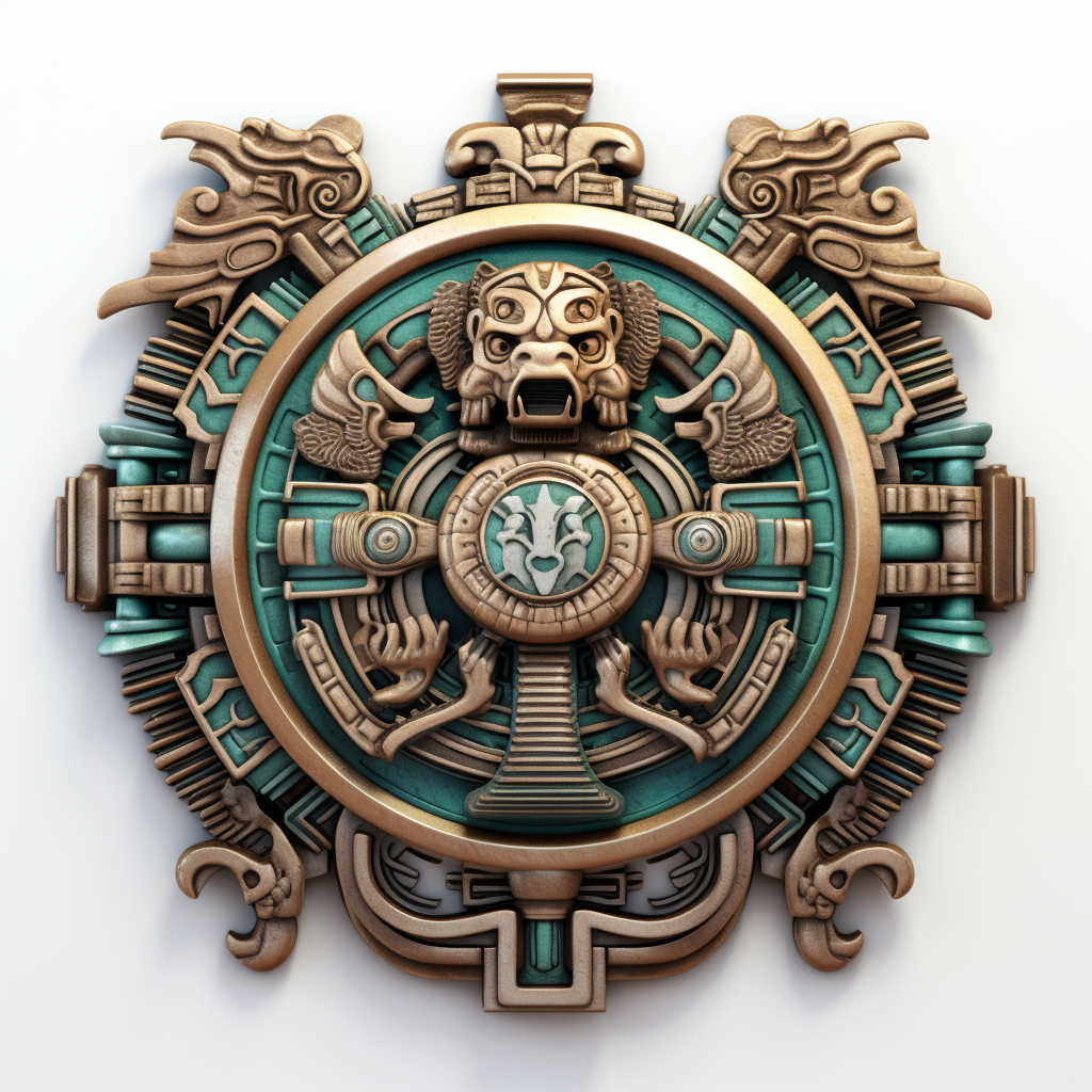 Futuristic Quetzalcoatl coat of arms on white background