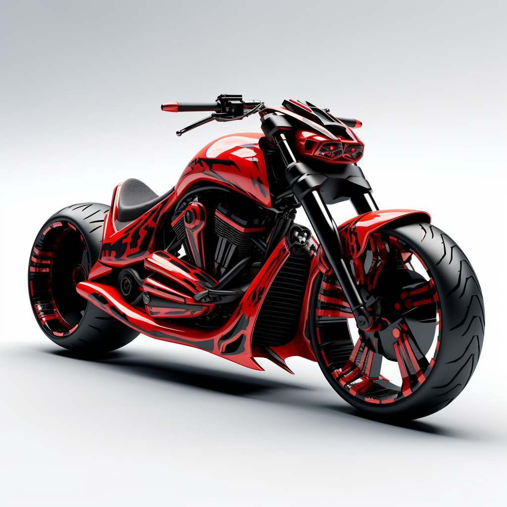 Red black custom chopper motorcycle