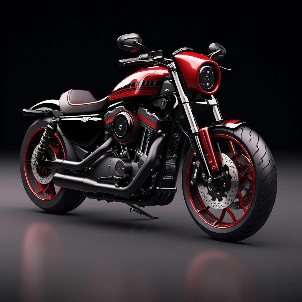 Futuristic Red Black Harley Davidson Motorcycle