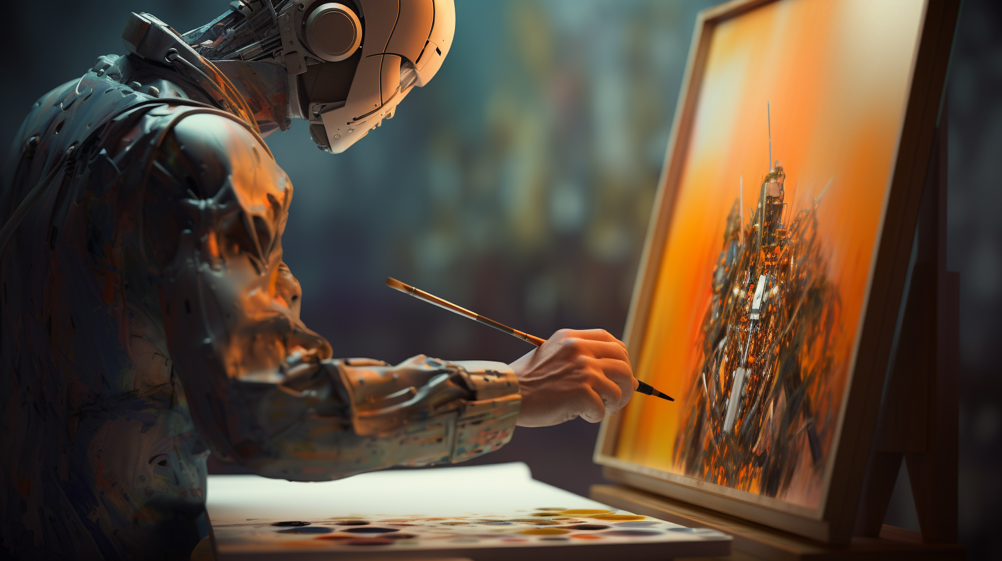 Robot creating art with motion blur