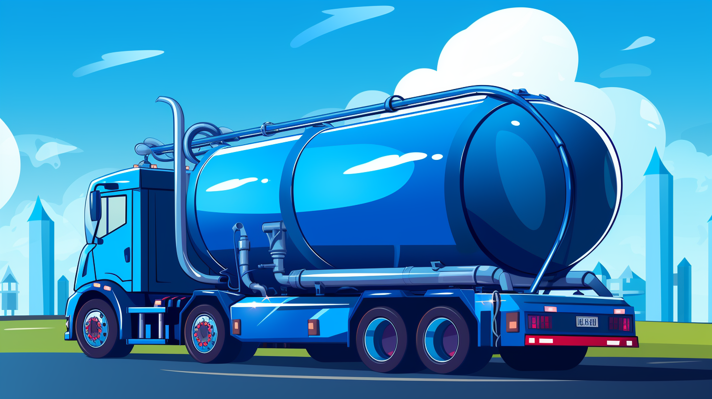 Futuristic rocket fuel tanker on blue background