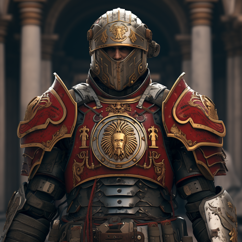 Futuristic Roman Soldiers with SPQR Insignia and Weapons