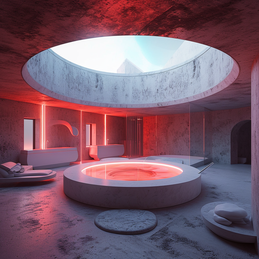 Futuristic Luxury Spa Room with Circular Pool