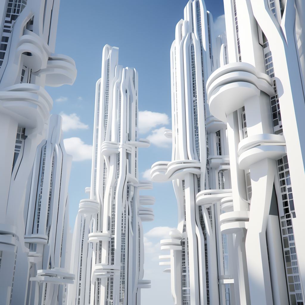 White Textured Futuristic Skyscrapers