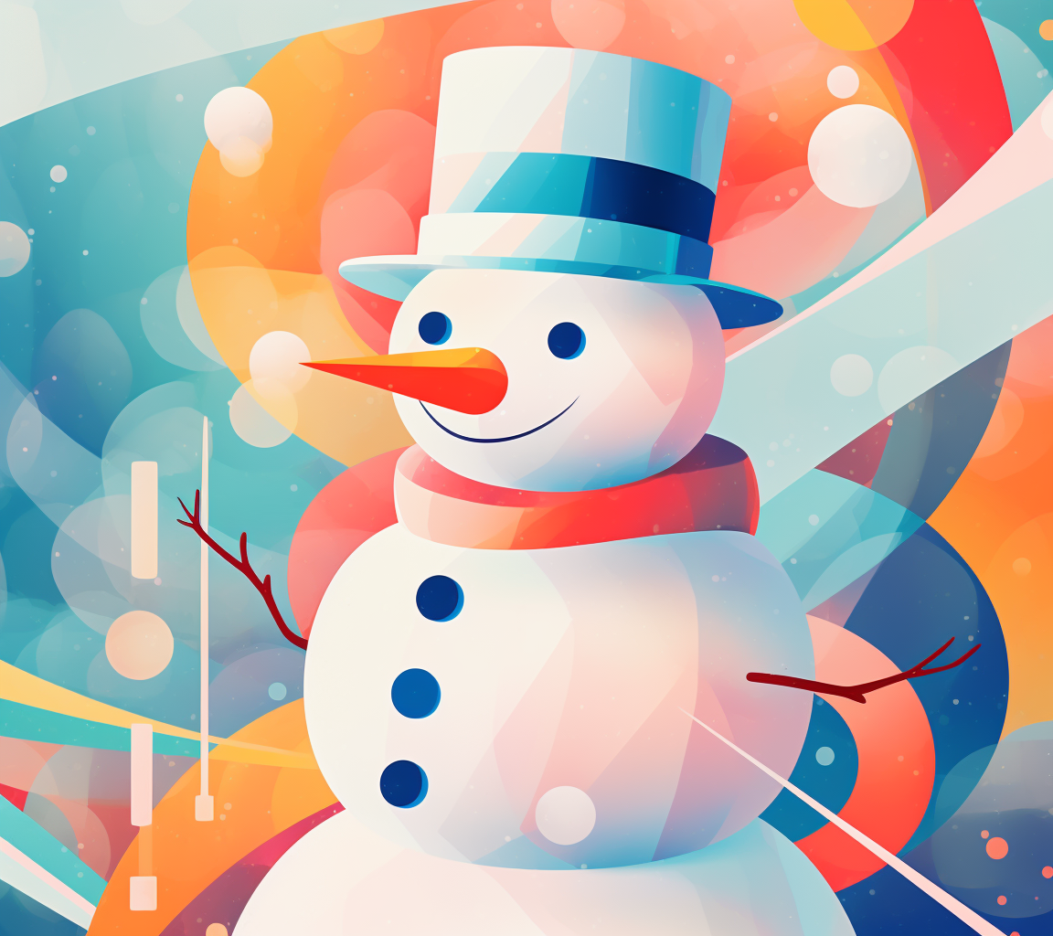 Abstract futuristic snowman on pastel background