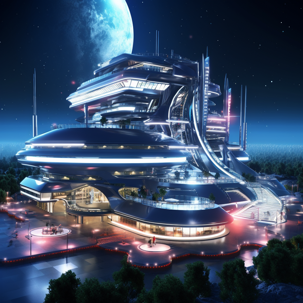 Modern futuristic space station hotel