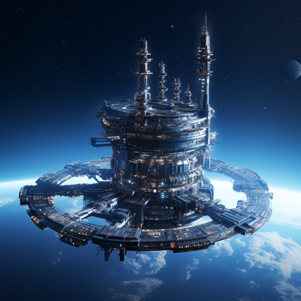 Futuristic space station illustration