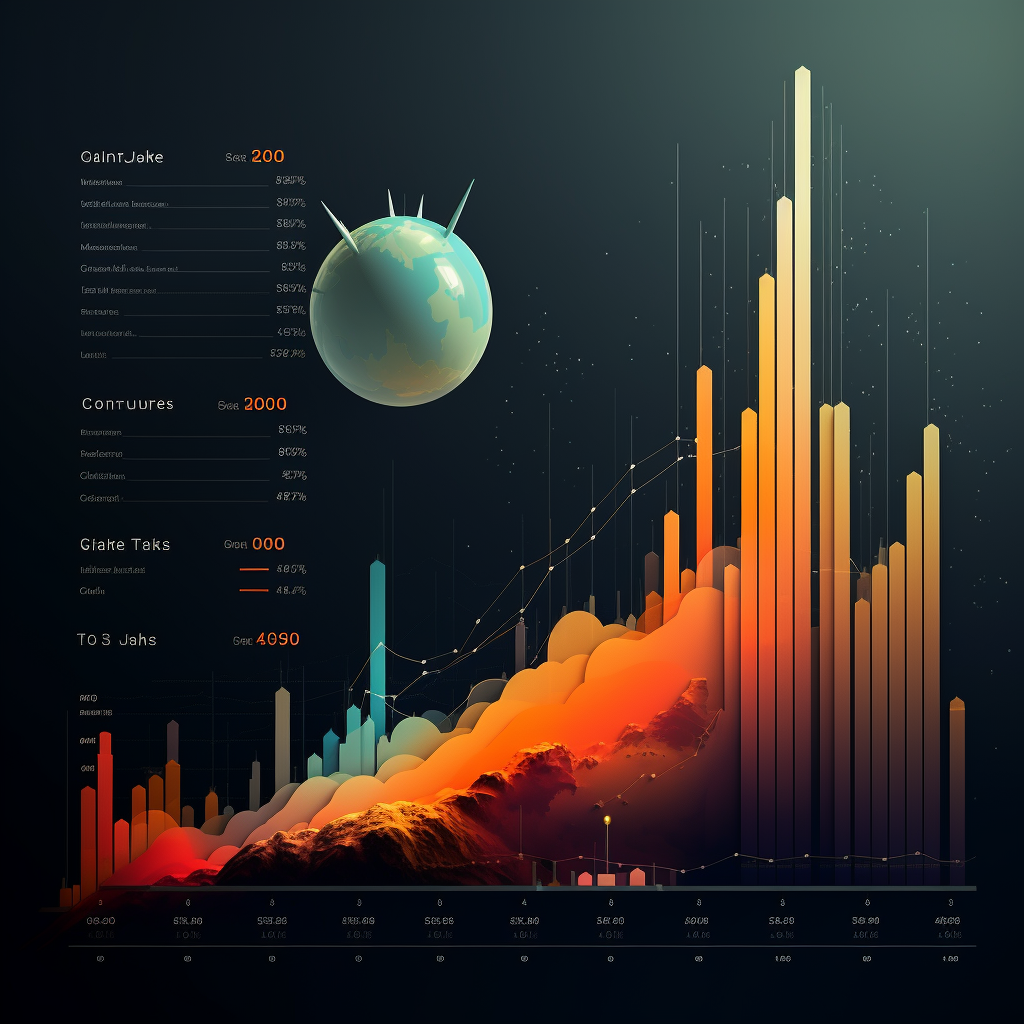 Artistic bar chart with futuristic galaxy stats