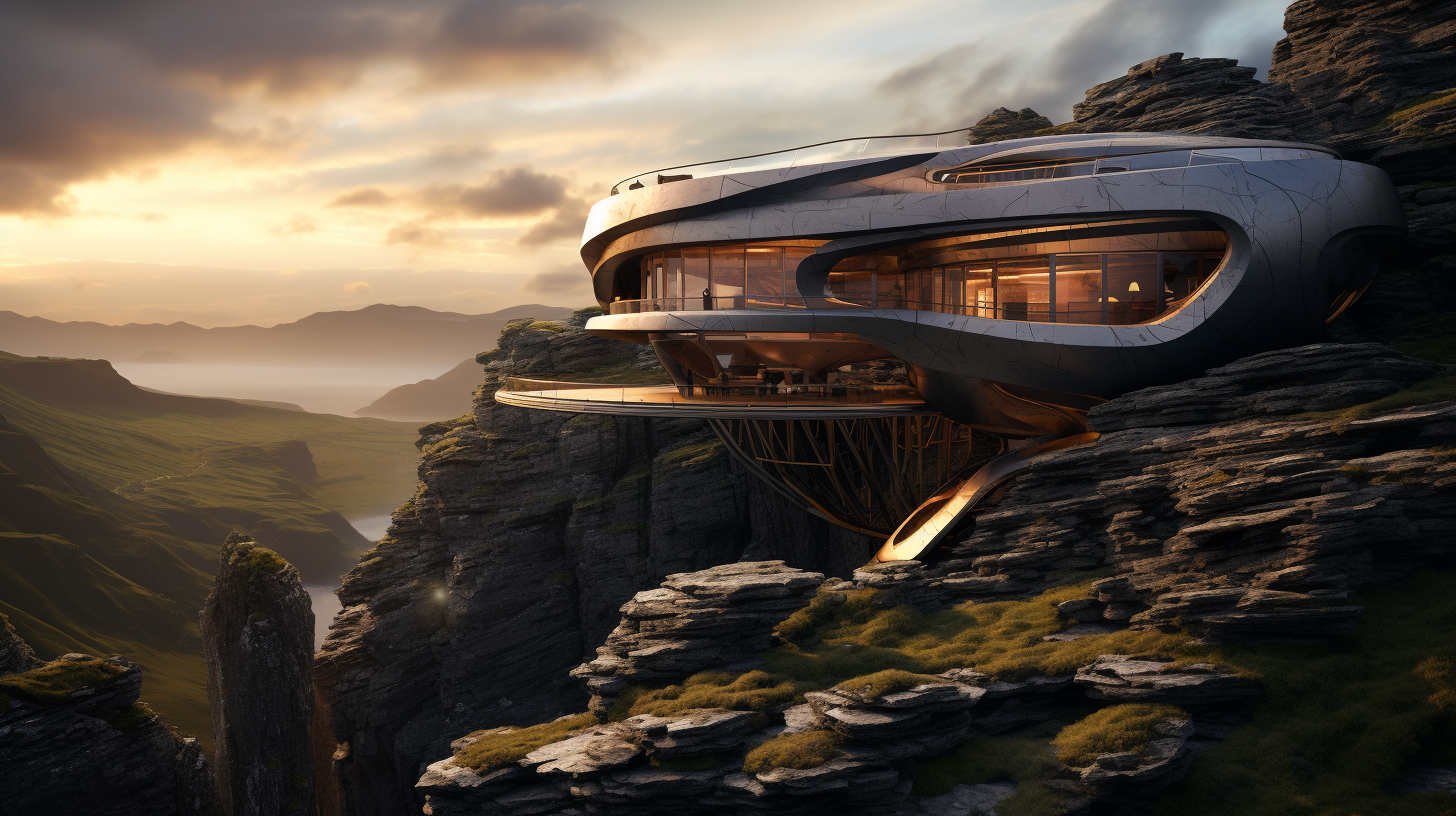 Futuristic Stone Age House on Cliff