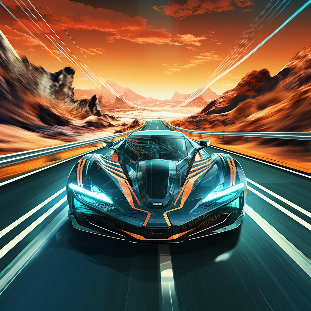 Futuristic car race flyer illustration