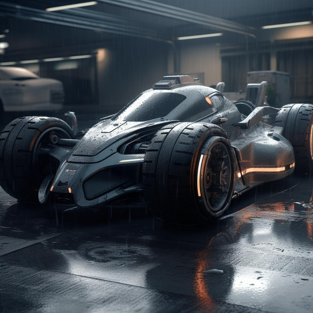 Metallic gray futuristic super race car