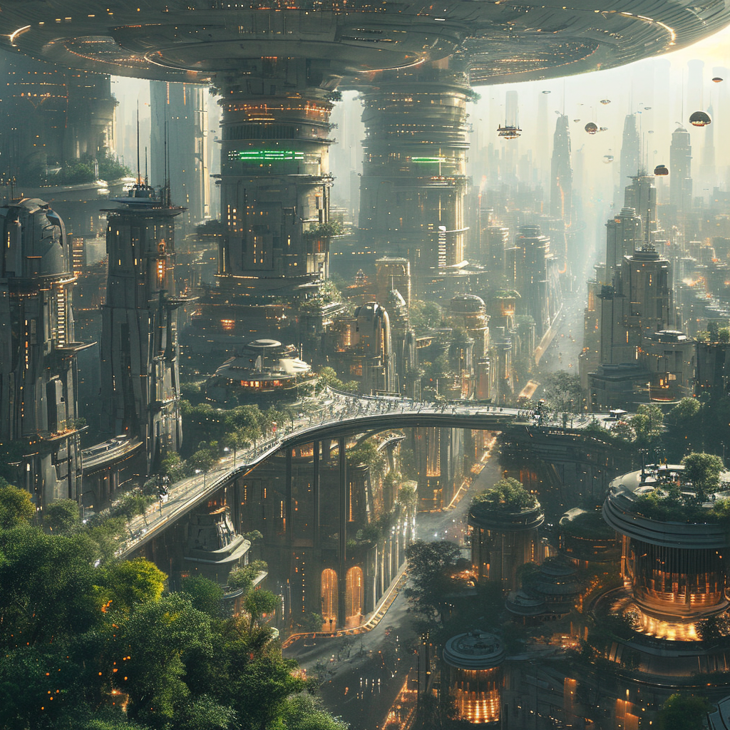 Futuristic Tech City Photos