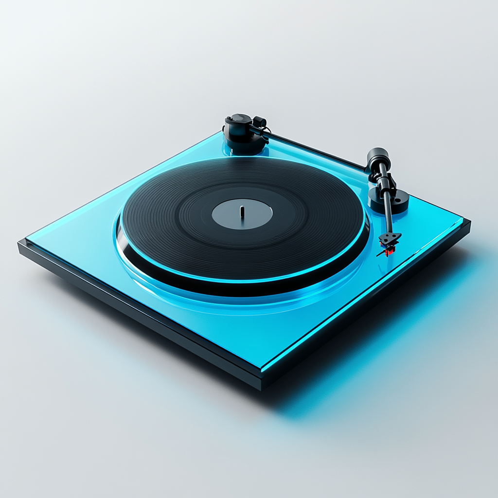 Futuristic Blue Gradient Vinyl Record