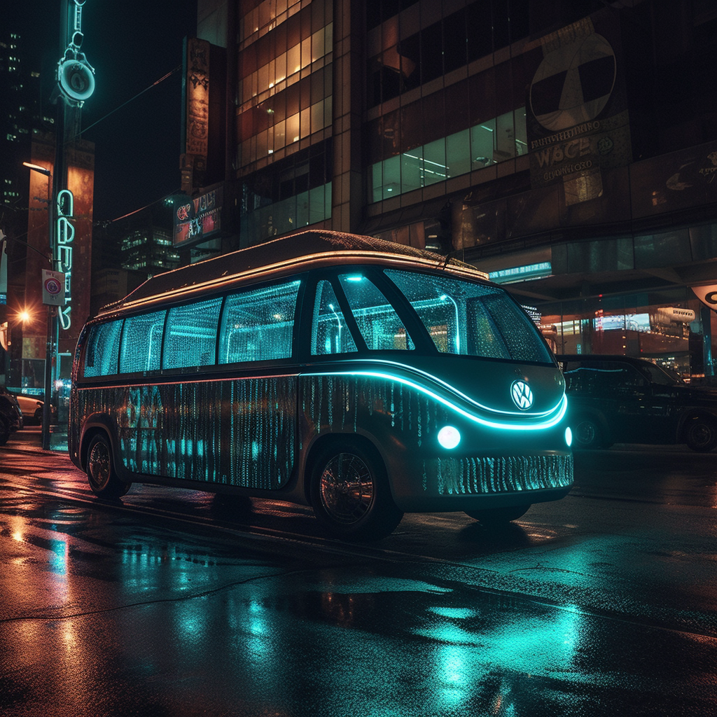 Futuristic VW Concept Van at Night