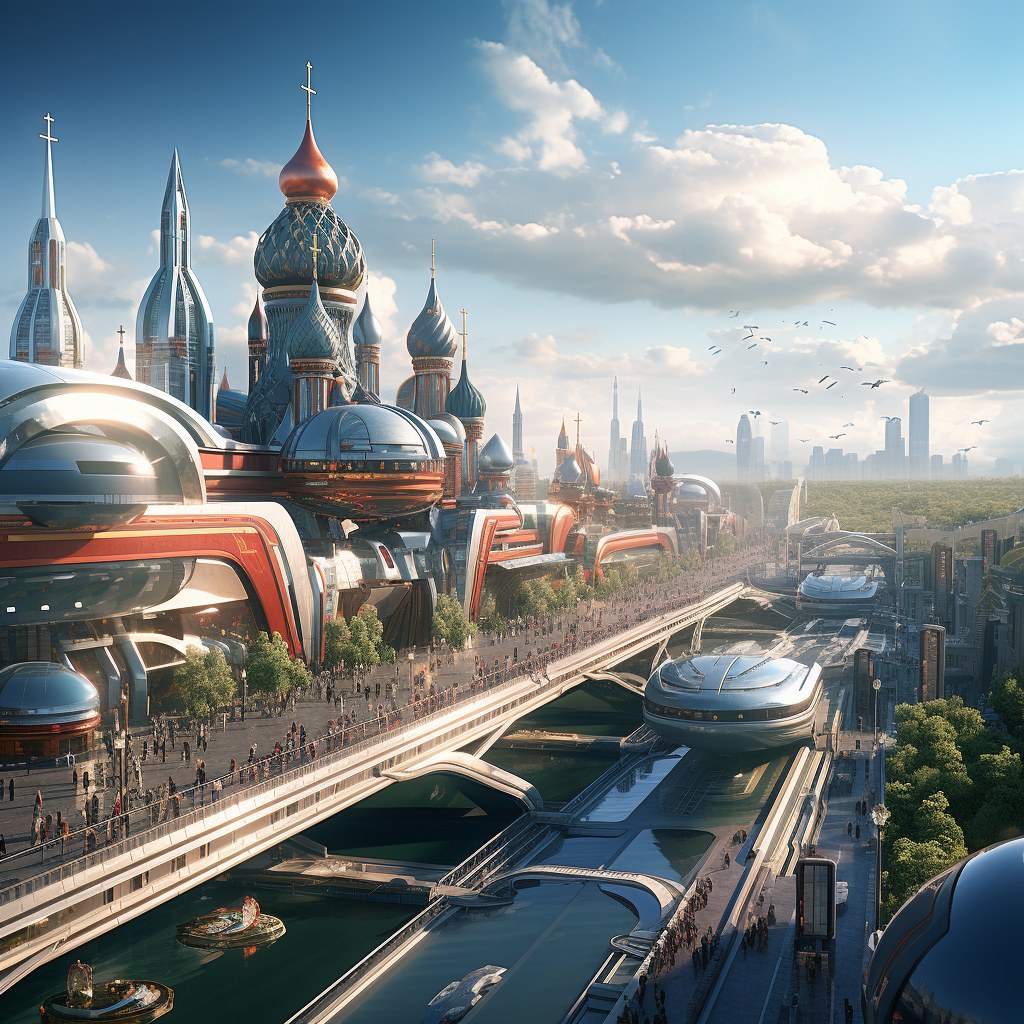 Futuristic advanced Moscow skyline