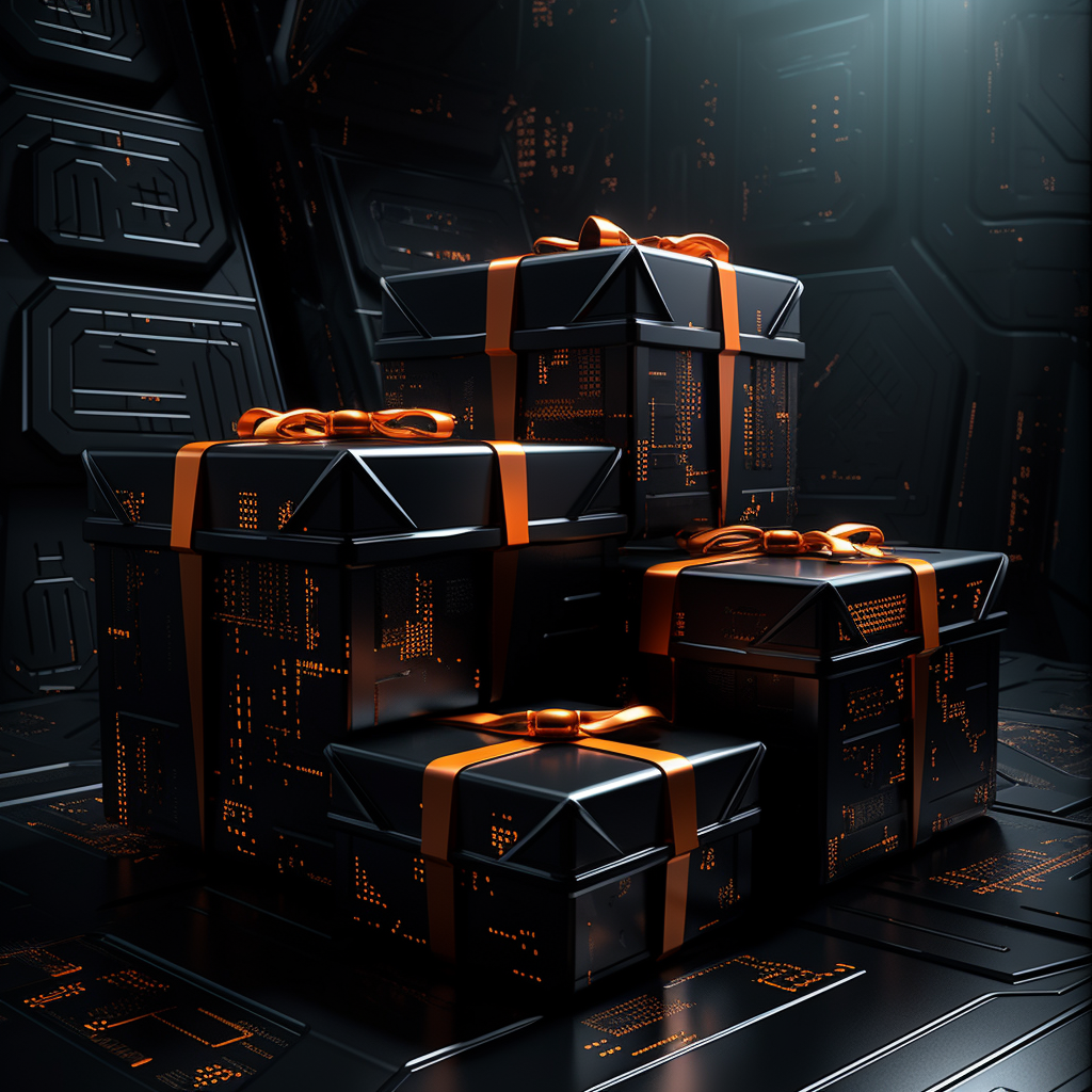 Stylish futuristic black boxes with copy space