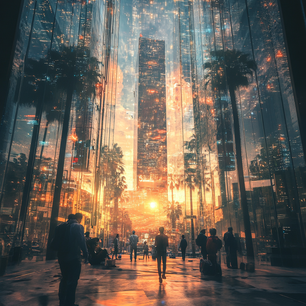 Futuristic Los Angeles City Square Rendering