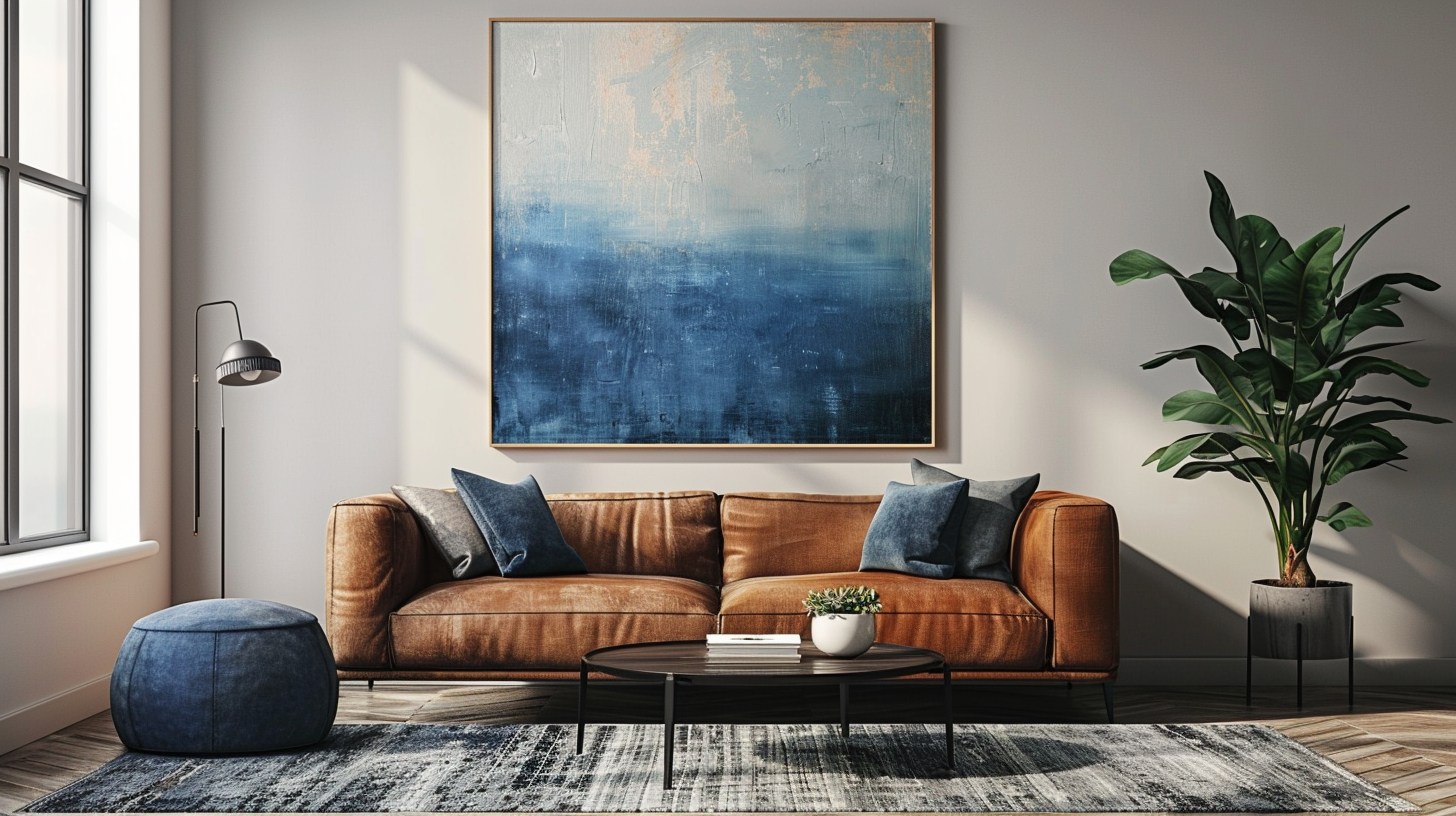 Modern living room with futuristic painting